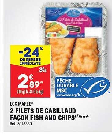 2 filets de cabillaud façon fish and chips loc marée