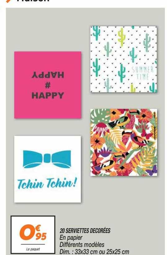 20 serviettes decorées en papier différents modèles