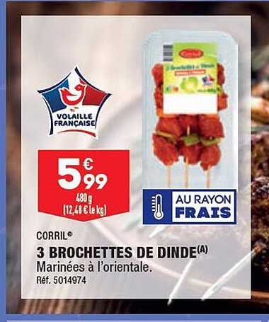 3 Brochettes De Dinde Corril