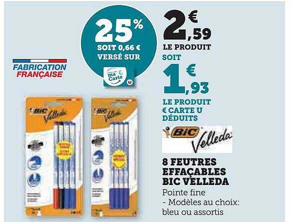 8 Feutres Effaçables Bic Velleda