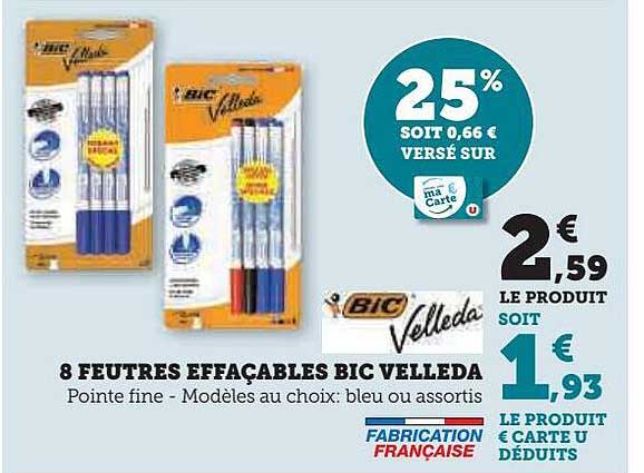 8 Feutres Effaçables Bic Velleda