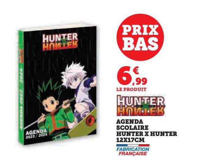 agenda scolaire hunter x hunter 12 x 17 cm