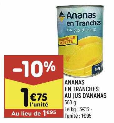 ananas en tranches au jus d'ananas