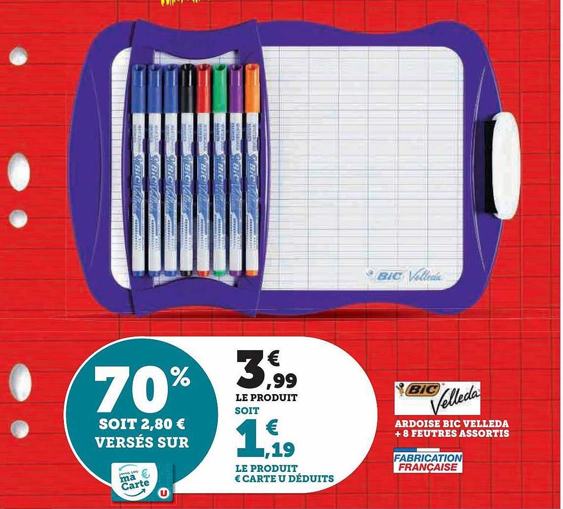 Bic Velleda Ardoise Bic + 8 Feutres Assortis