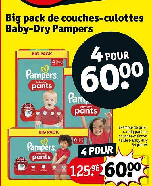 big pack de couches-culottes baby-dry pampers