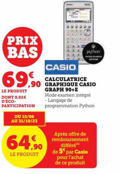 calculatrice graphique casio graph 90+e