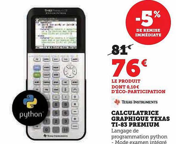 calculatrice graphique texas ti-83 premium