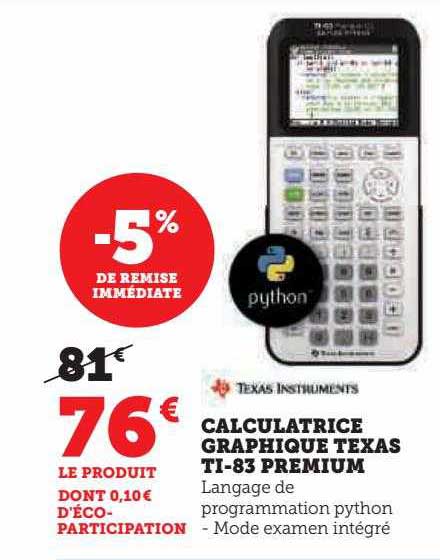 calculatrice graphique texas ti-83 premium