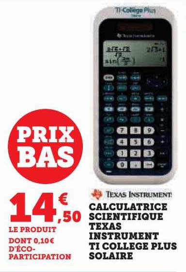 Calculatrice Scientifique Texas Instrument Ti Collège Plus Solaire
