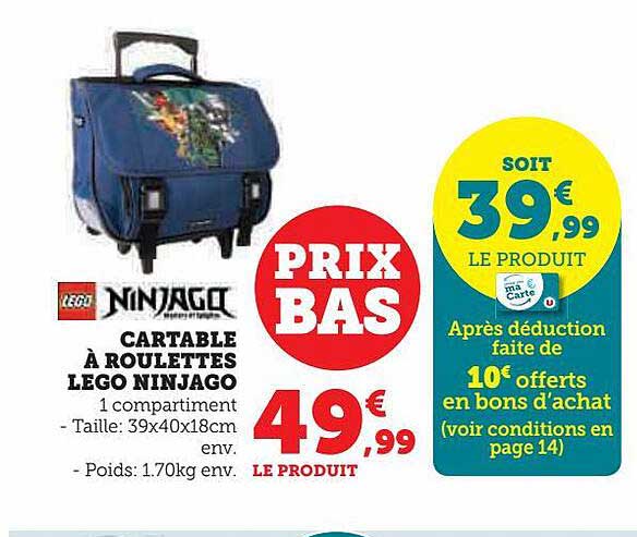 Cartable à Roulettes Lego Ninjago