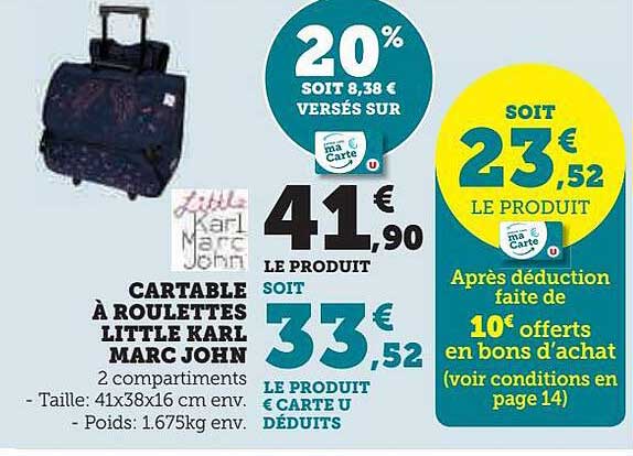 cartable à roulettes little karl marc john