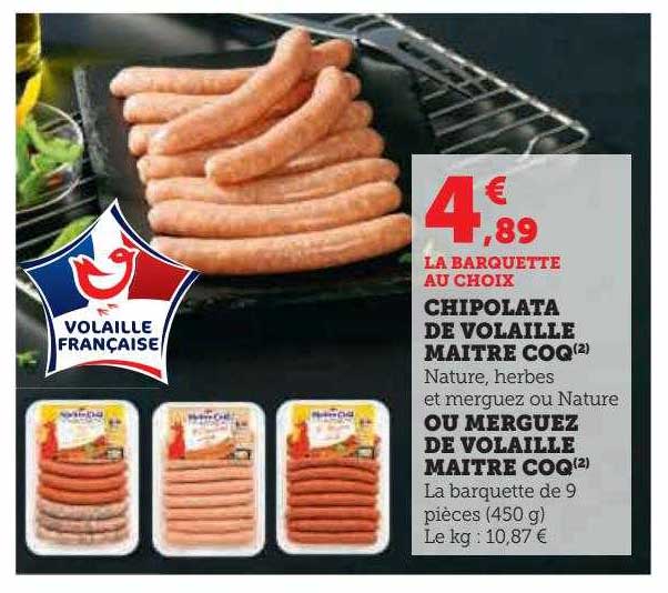 chipolata de volaille maître coq ou merguez de volaille maître coq
