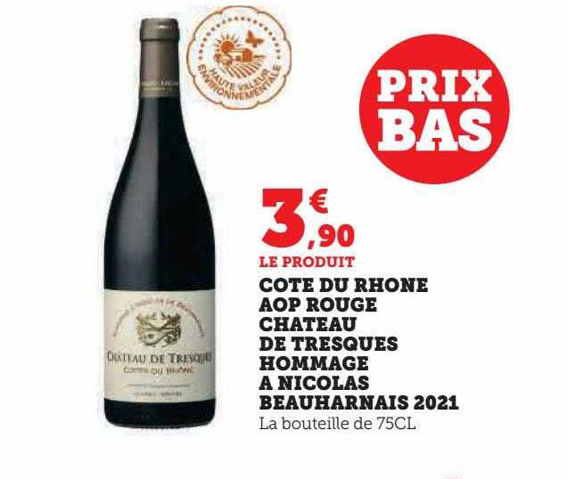 côte du rhône aop rouge château de tresques hommage à nicolas beauharnais 2021