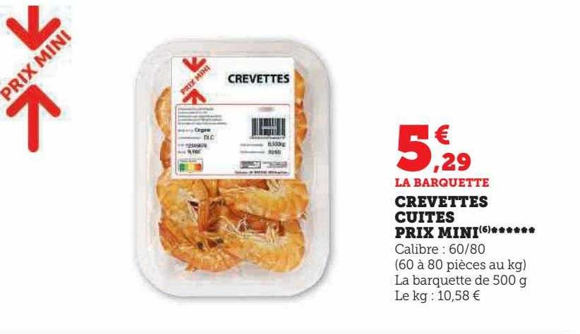crevettes cuites prix mini