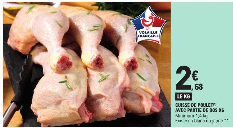 cuisse de poulet avec partie de dos x 6