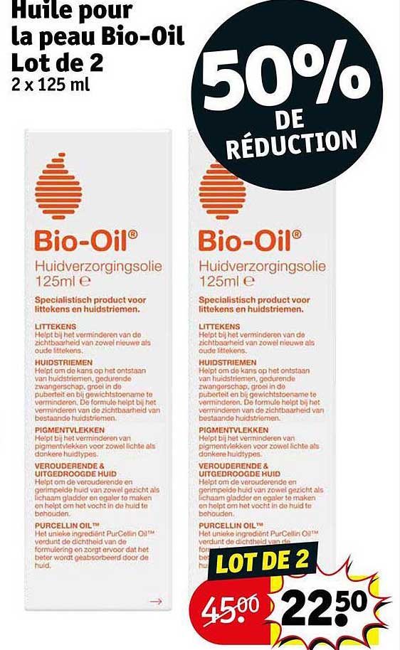 huile pour la peau bio-oil lot de 2