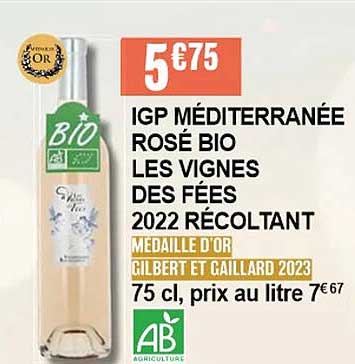 igp méditerranée rosé bio les vignes des fées 2022 récoltant