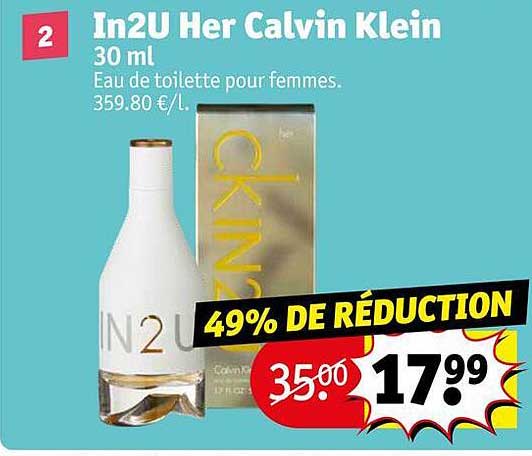 in2u her calvin klein eau de toilette pour femmes
