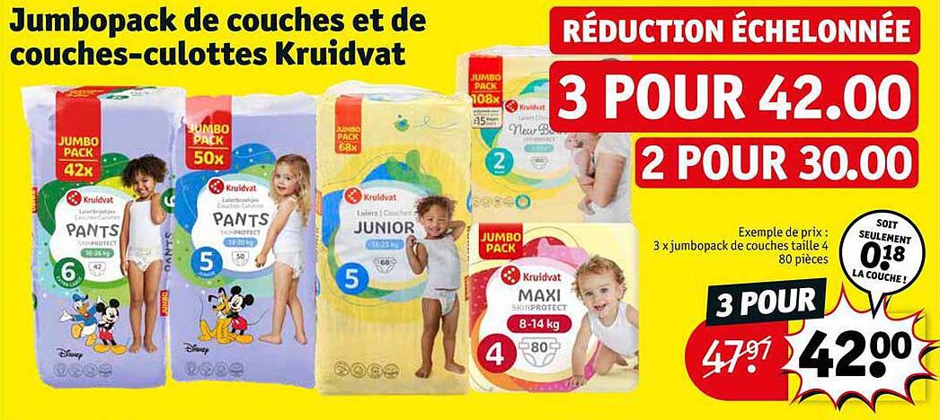 jumbopack de couches et de couches-culottes kruidvat