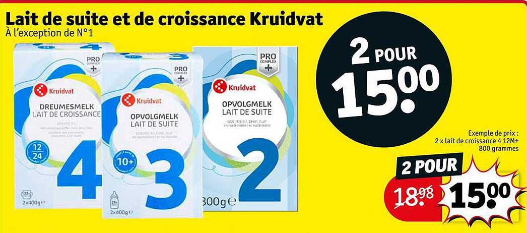 lait de suite et de croissance kruidvat