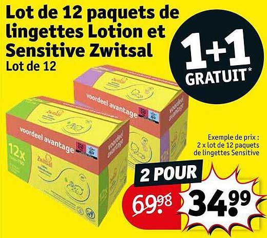 lot de 12 paquets de lingettes lotion et sensitive zwitsal