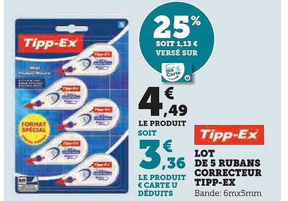 lot de 5 rubans correcteur tipp-ex