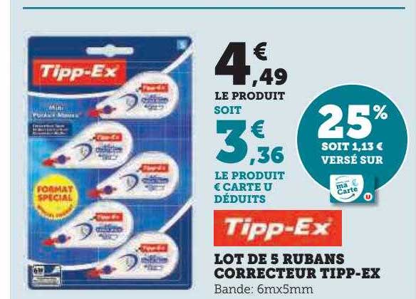 lot de 5 rubans correcteur tipp-ex