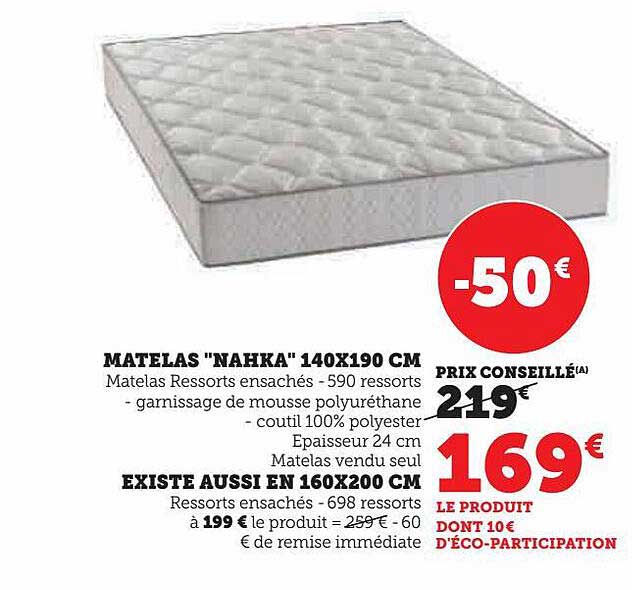 matelas "nahka" 140 x 190 cm existe aussi en 160 x 200 cm