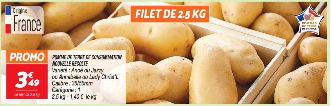 pomme de terre de consommation nouvelle récolte