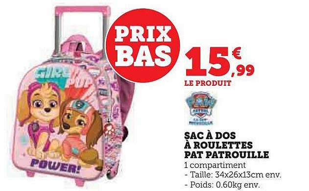 Sac à Dos à Roulettes Pat Patrouille