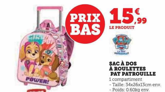 sac à dos à roulettes pat patrouille