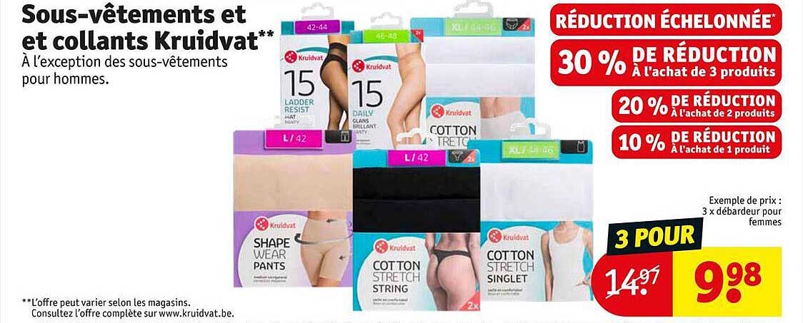 sous-vêtements et collants kruidvat
