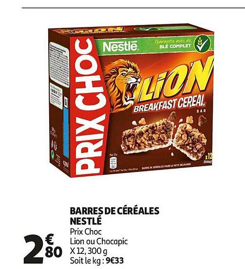 barrres de céréales lion breakfast nestlé