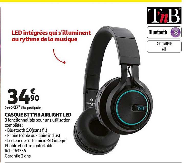 Casque Bt T'nb Arilight Led