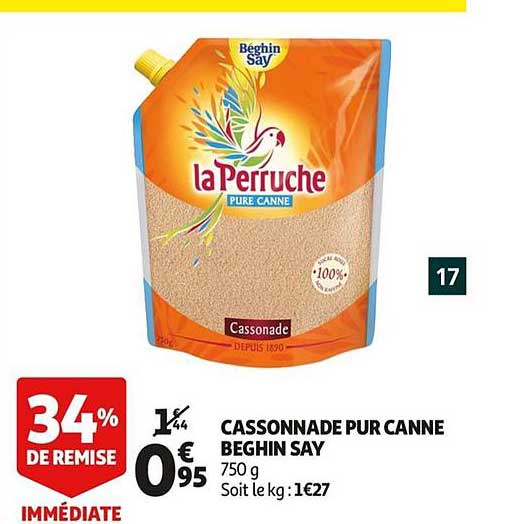 cassonnade la perruche pur canne beghin say 34% de remise immédiate