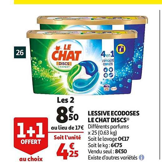 Lessive Ecodoses Le Chat Discs 1+1 Offert Au Choix