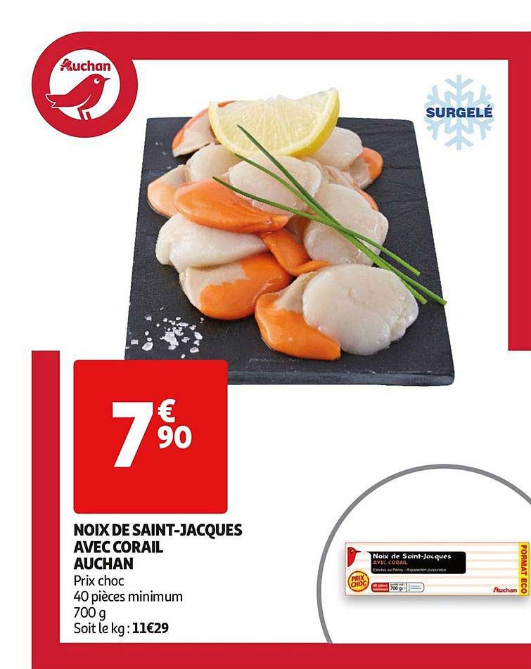 noix de saint jacques avec corail auchan