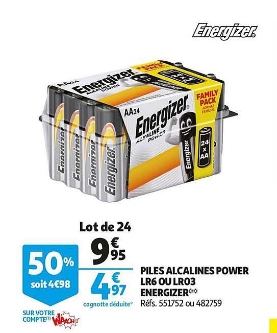 piles alcalines power lr6 ou lr03 energizer