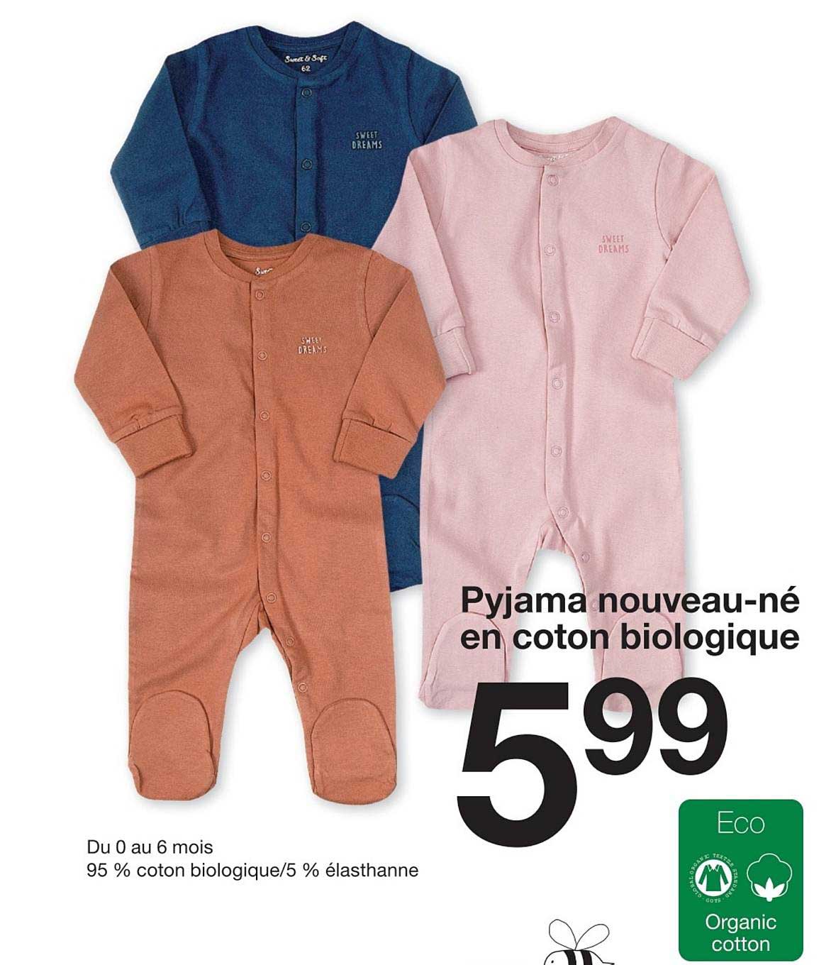 pyjama nouveau né en coton biologique