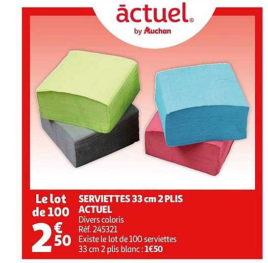 serviettes 33 cm 2 plis actuel
