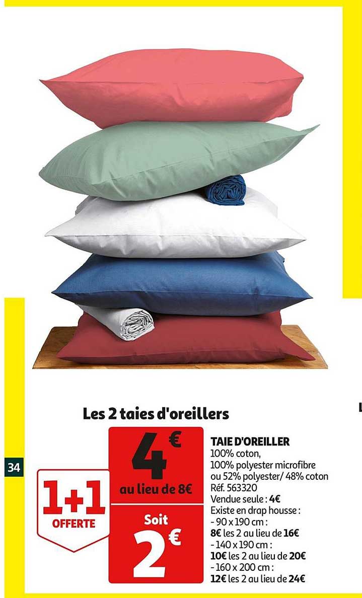 taie d'oreiller 1+1 offerte
