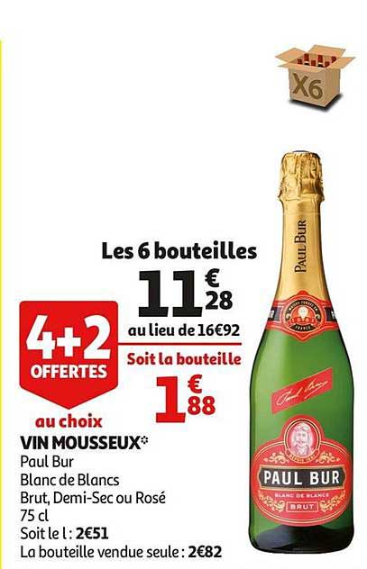 vin mousseux paul bur 4+2 offertes au choix