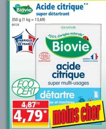 acide citrique super détartrant biovie