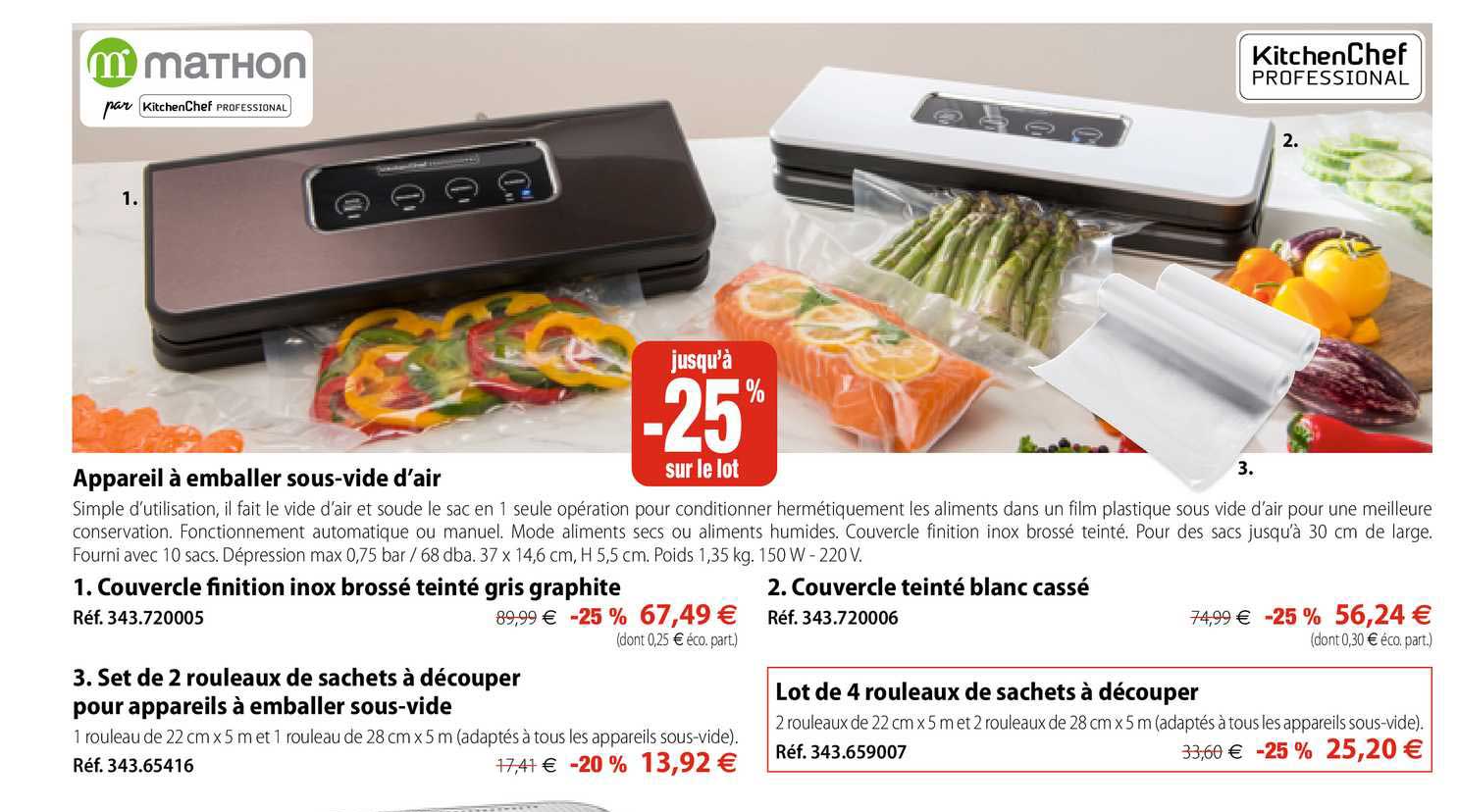 appareil à emballer sous-vide d'air kitchenchef professional