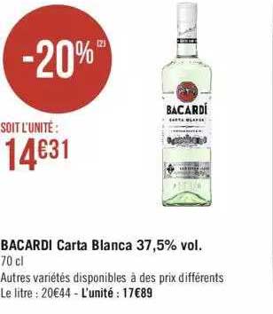 bacardi carta blanca 37,5% vol.