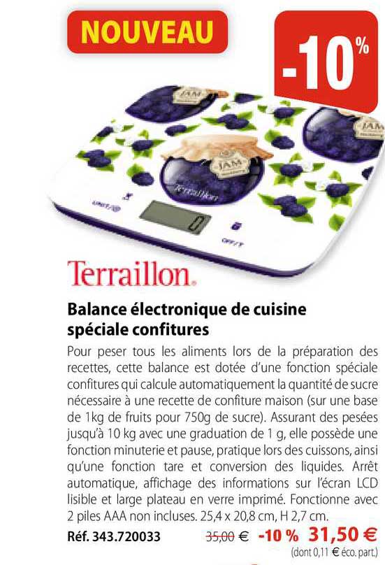 Balance électronique De Cuisine Spéciale Confitures Terraillon