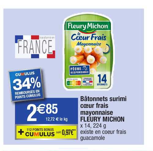 bâtonnets surimi cœur frais mayonnaise fleury michon