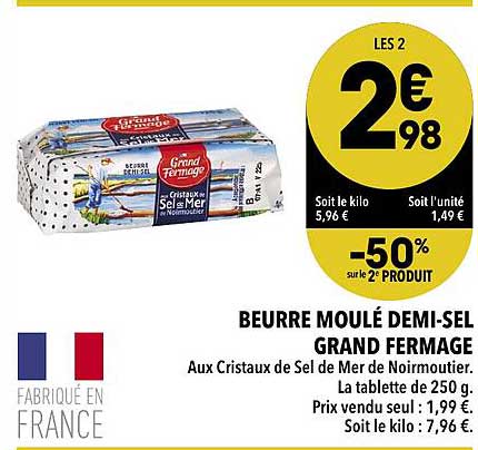 beurre moulé demi-sel grand fermage