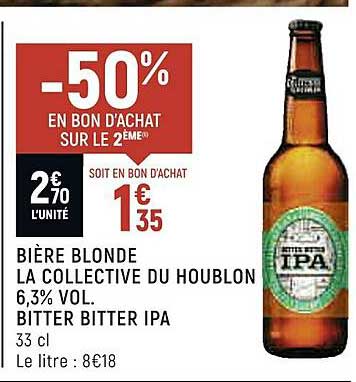 bière blonde la collective du houblon 6,3% vol. bitter bitter ipa