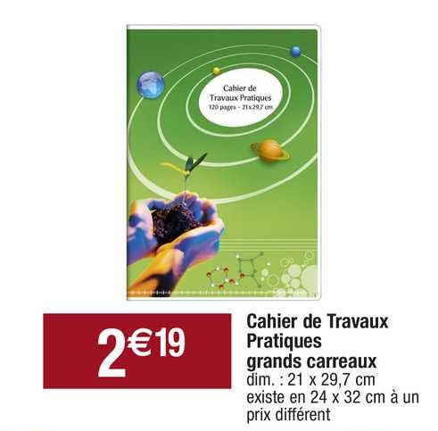 cahier de travaux pratiques grands carreaux